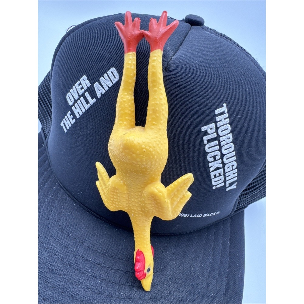 Vintage Over The Hill Throughly Plucked 1991 Trucker Hat Snapback Rubber Chicken - Picture 2 of 6